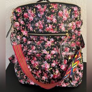 Rose Floral Pleather Backpack